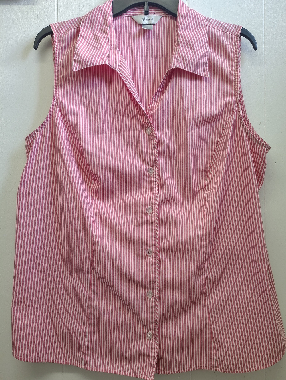 CJ Banks Sleeveless Striped Top Size 1X